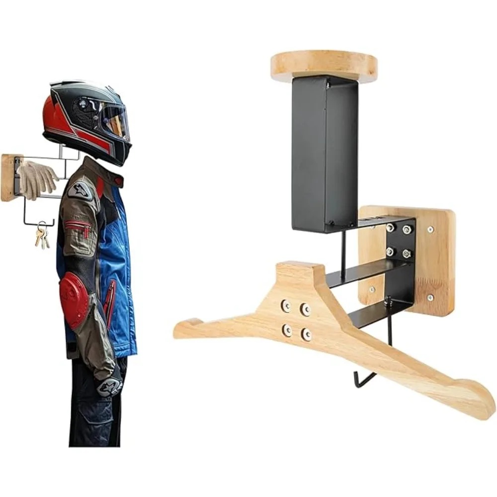 Cycling Gear Wall Storage - Motorcycle 1PCS Wooden Helmet Holder Wall