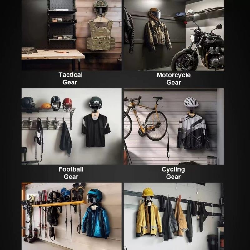 Cycling Gear Wall Storage - Wall Mount Helmet Holders Gear Display
