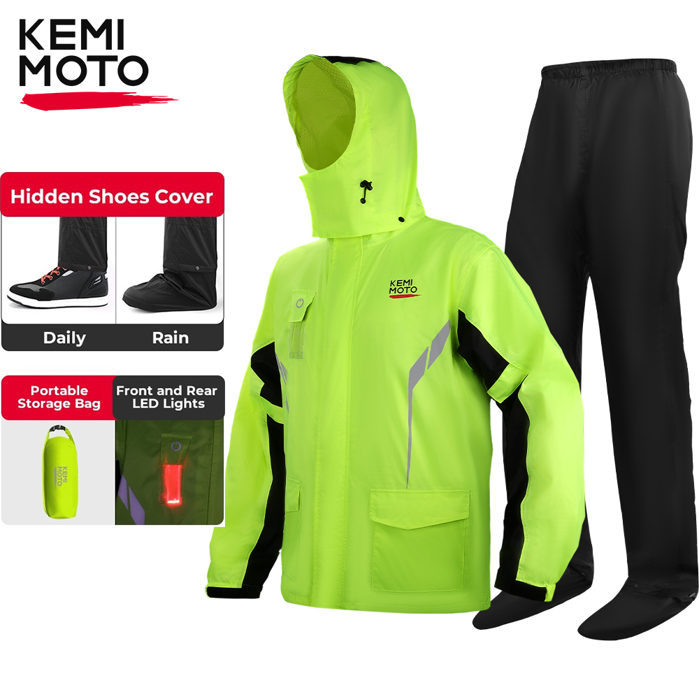 Cycling Gear Rain - KEMIMOTO Unisex Waterproof Raincoat Set with
