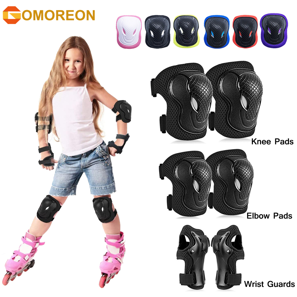 Cycling Protective Gear Kids - GOMOREON 6Pcs/Set Kids Safety Knee Pads