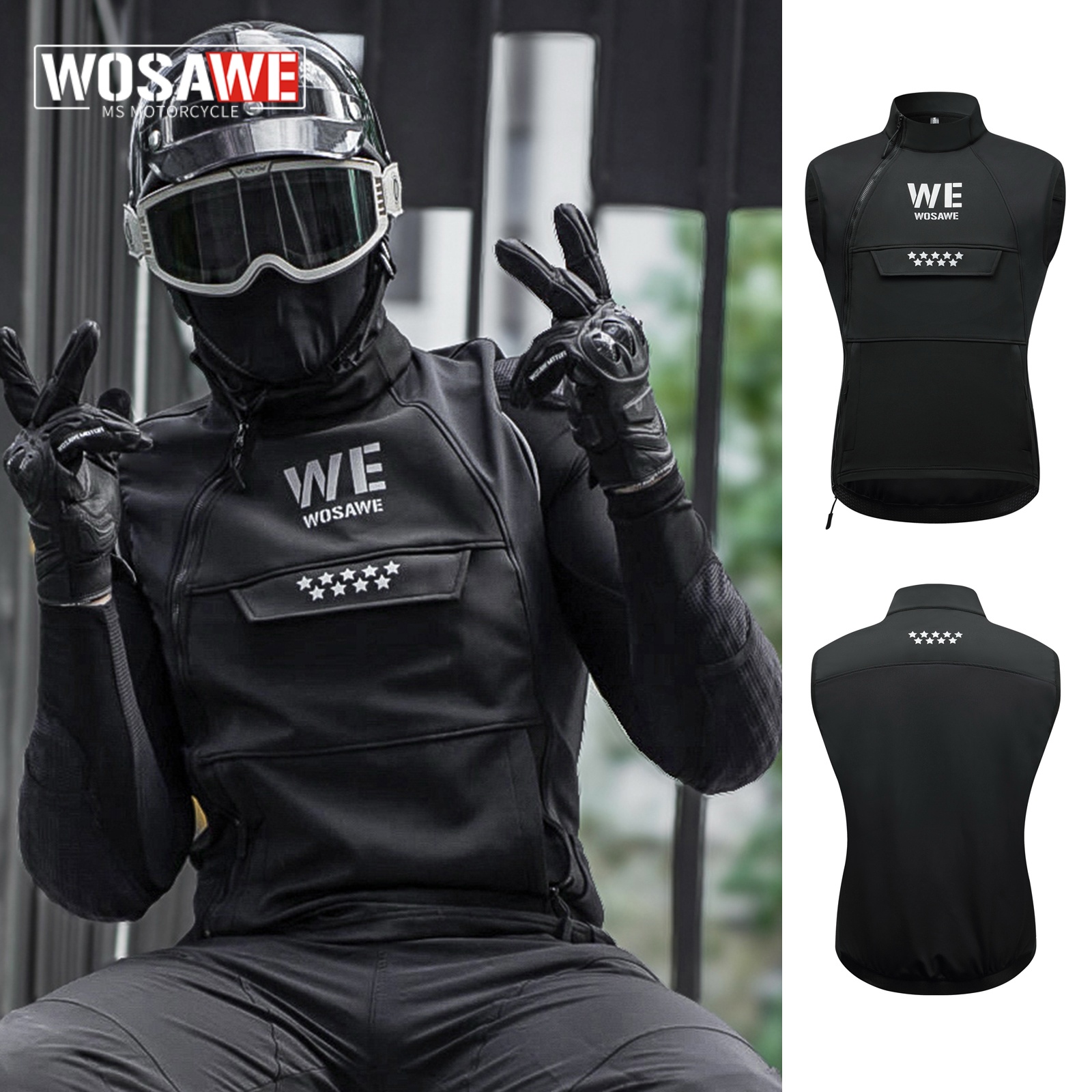 Reflective Cycling Vest - WOSAWE Winter Motorcycle Riding Vest Reflective