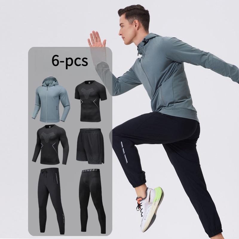 Cycling Gear Outfit - Men's 6-Piece Sportswear Set with Hood