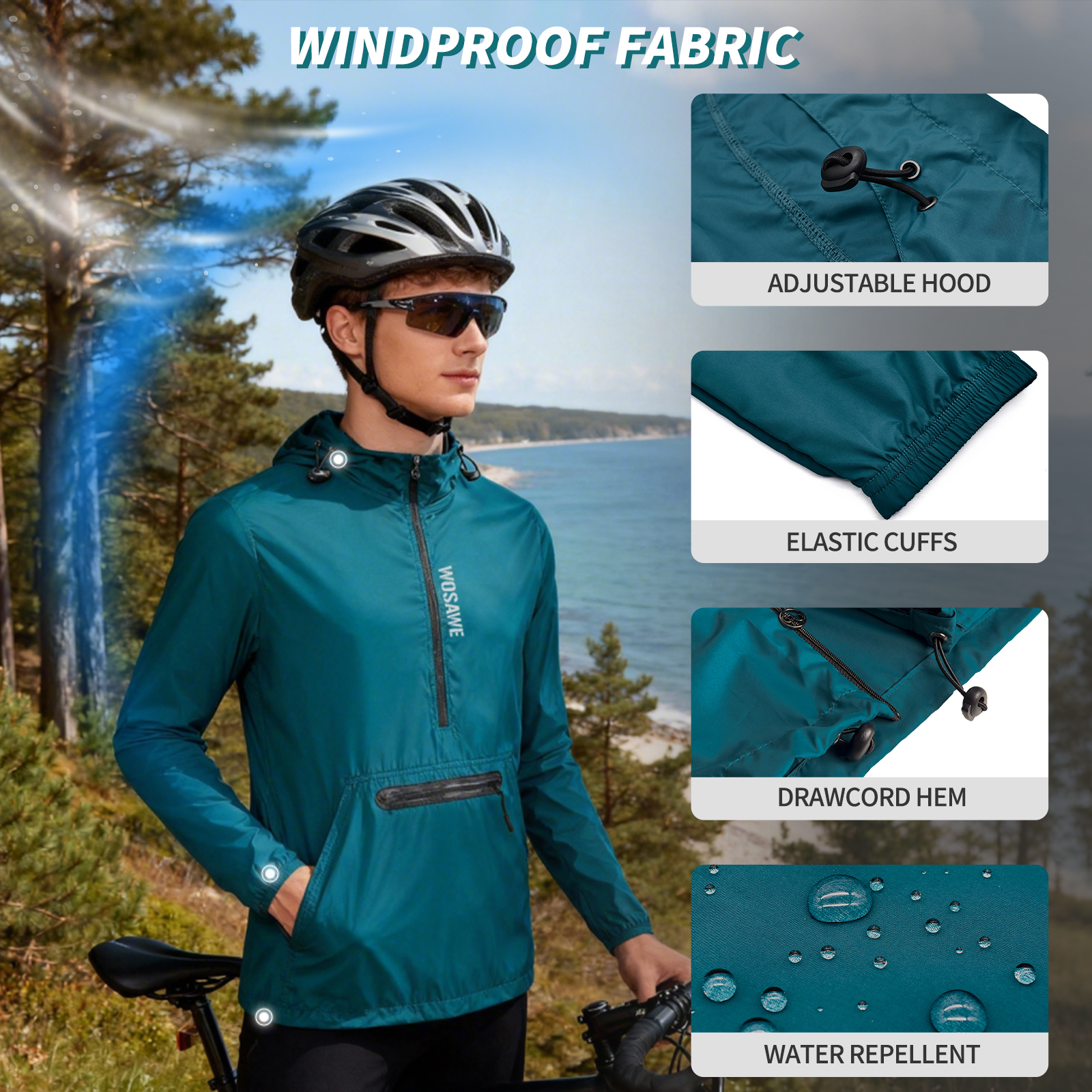WOSAWE Winproof Running Jacket - Cycling Gear Rain avaliação e preço