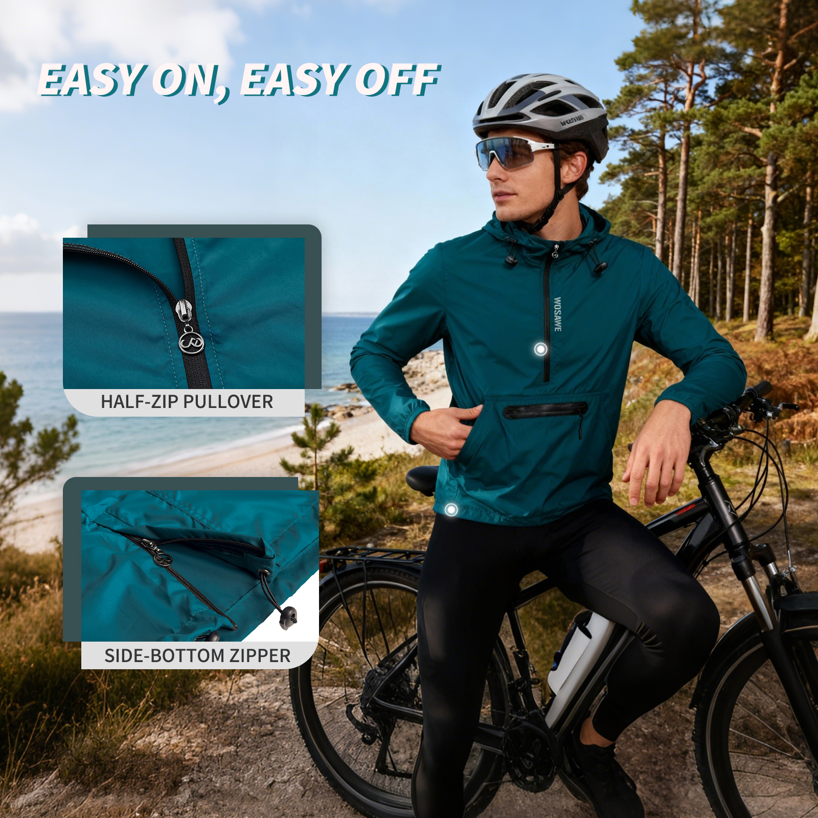 WOSAWE Winproof Running Jacket - Cycling Gear Rain avaliação e preço