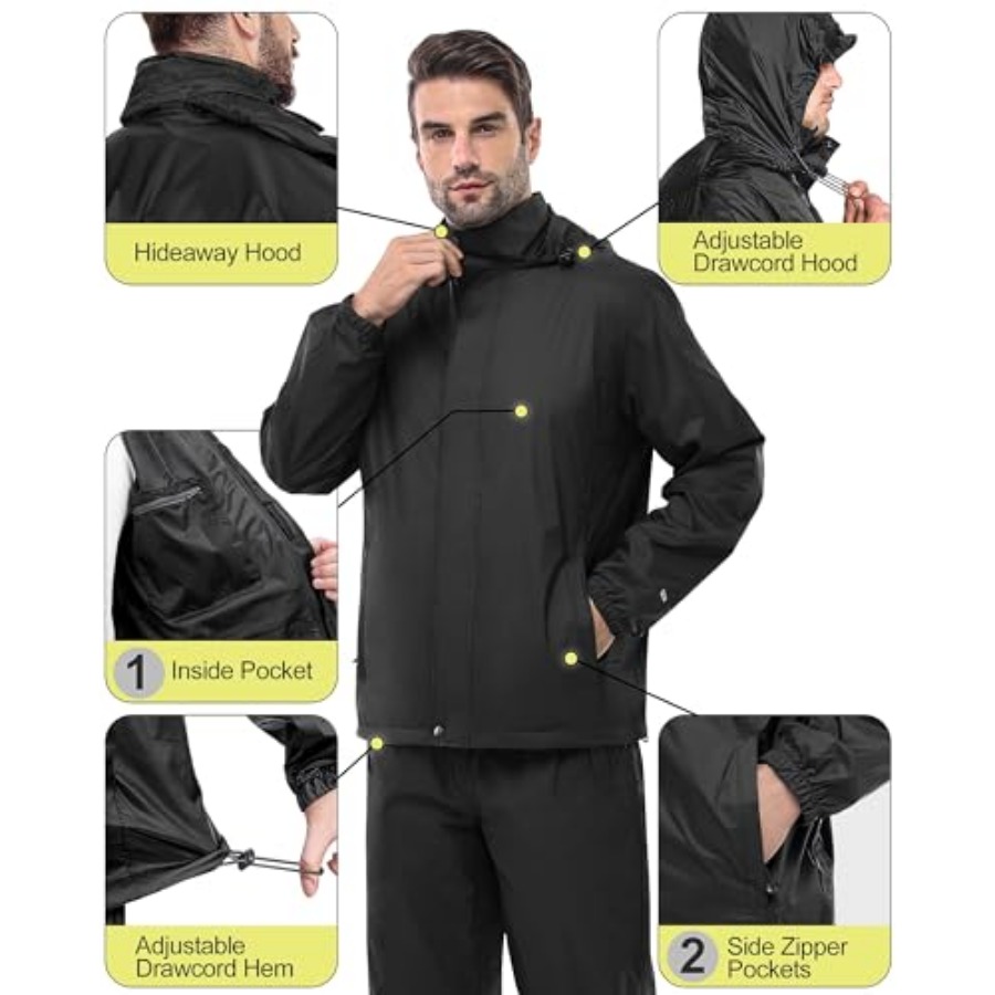 33, 000ft Men's Rain Suit Pack - Cycling Gear Rain avaliação e preço