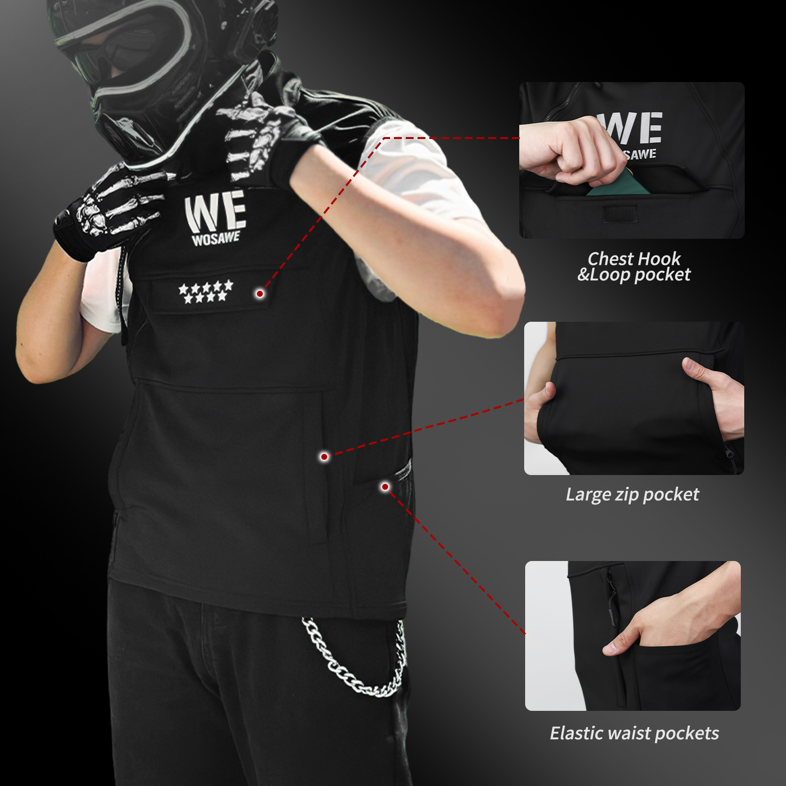 WOSAWE Winter Motorcycle Ridin - Reflective Cycling Vest avaliação e preço